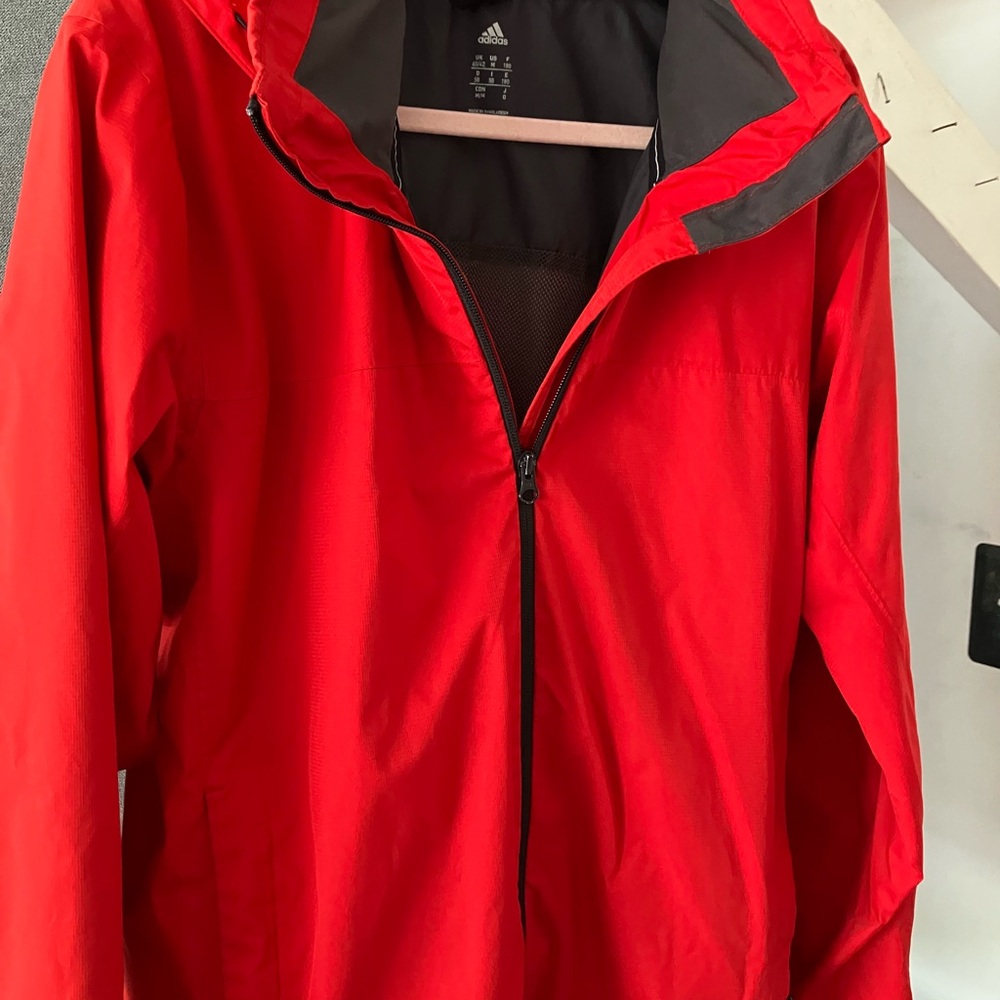 Adidas Red and Black Rain Jacket